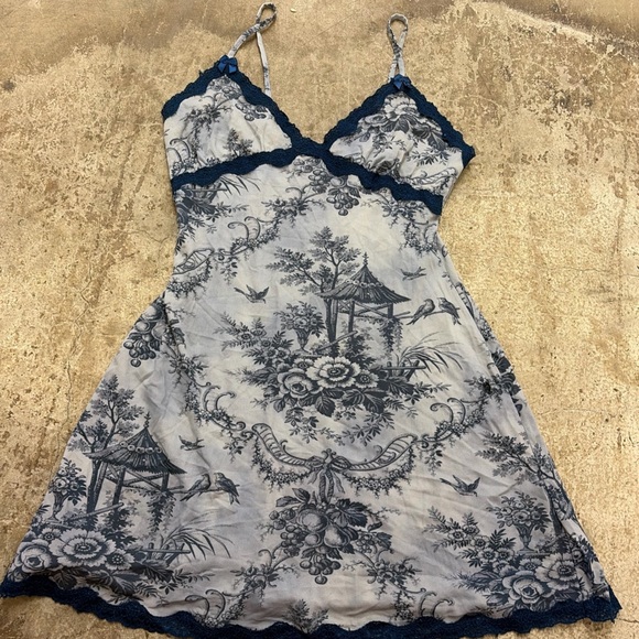 Hannah Dresses & Skirts - Vintage Y2K lace lined Asian babydoll whimsigoth fairy Blue  slip dress